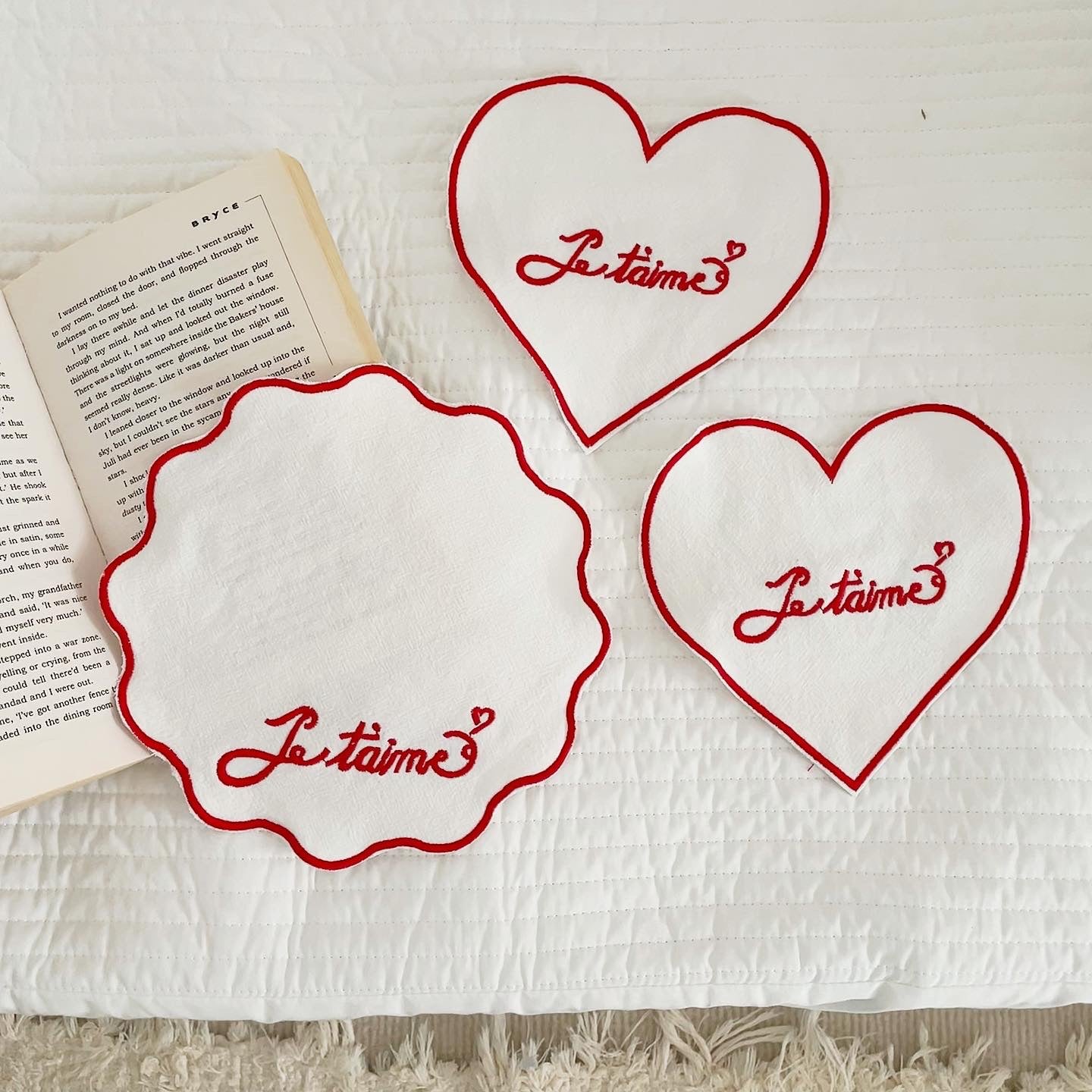 Je t’aime Embroidered Placemat