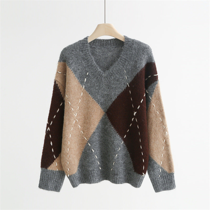 Chunky Argyle Sweater