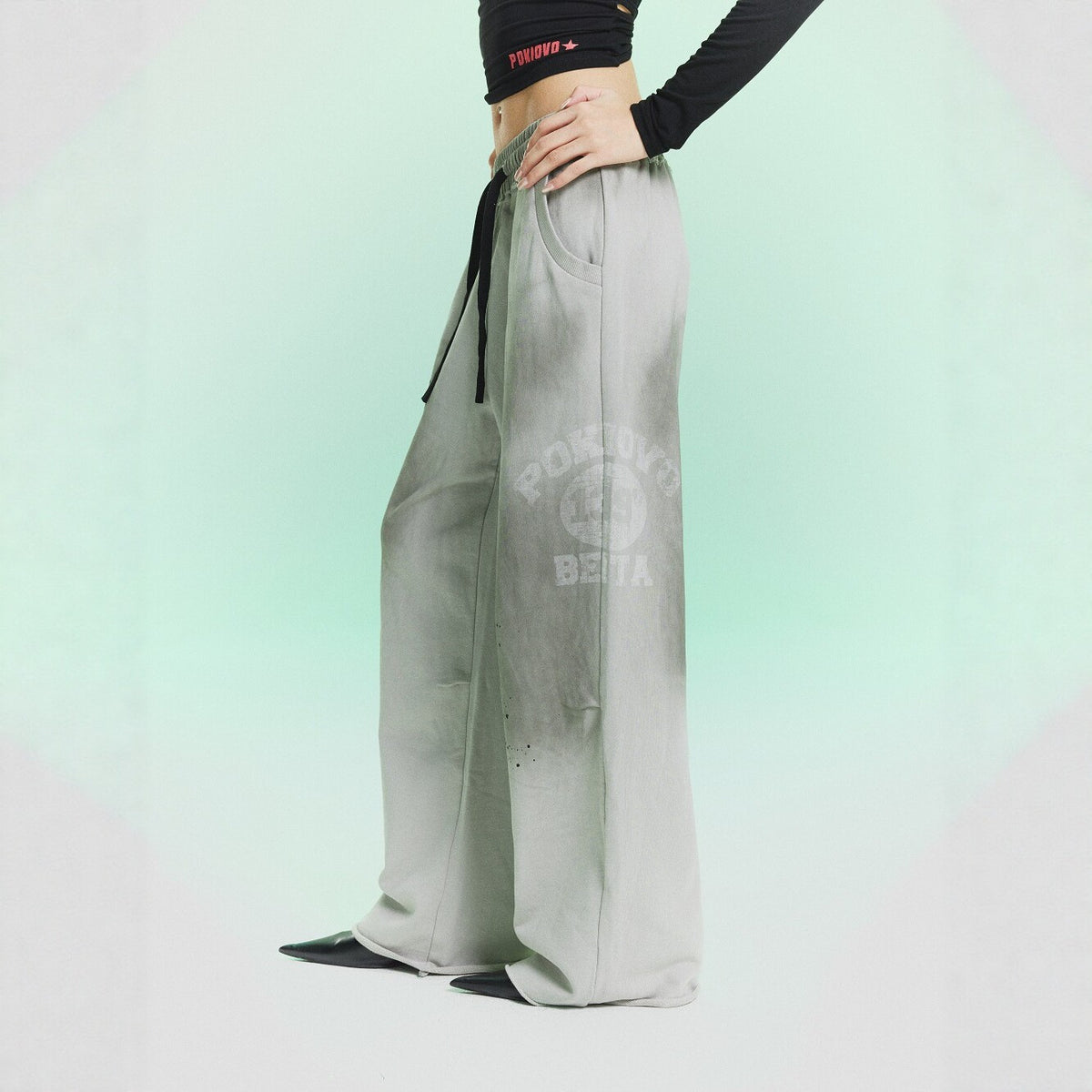 Pokiovo Tie Dye Wide Leg Sweatpants | Grey