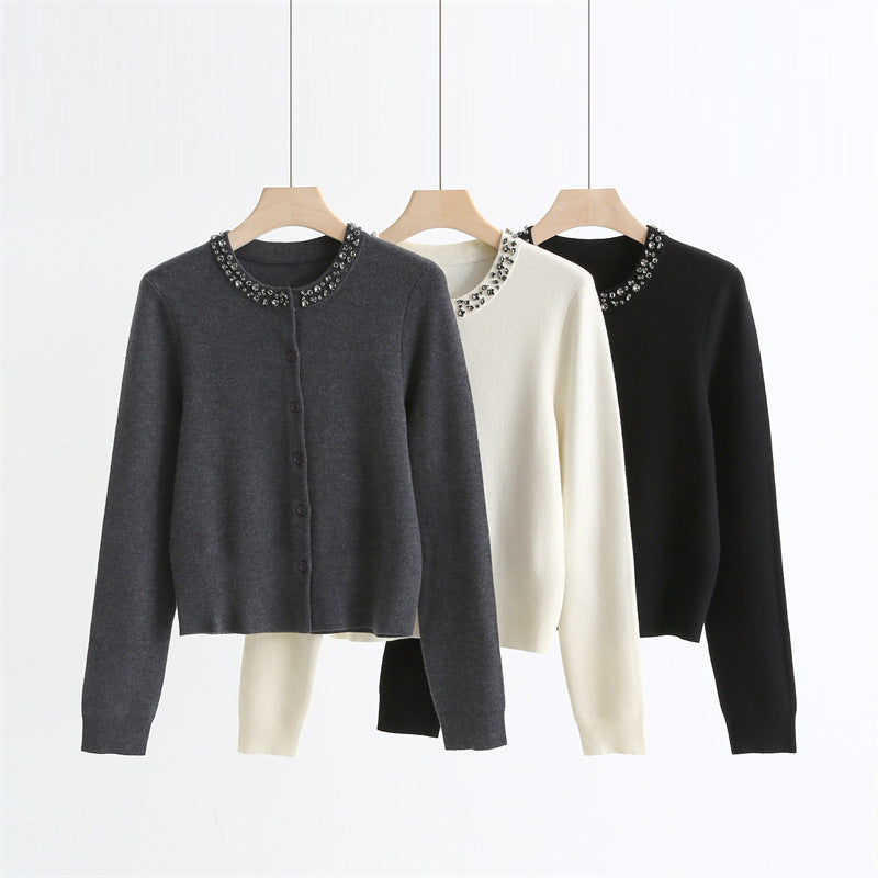 Embellished Wool Blend Cardigan