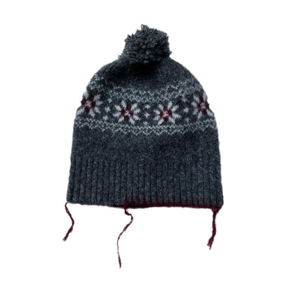 Wool-Blend Nordic Snowflake Knit Beanie