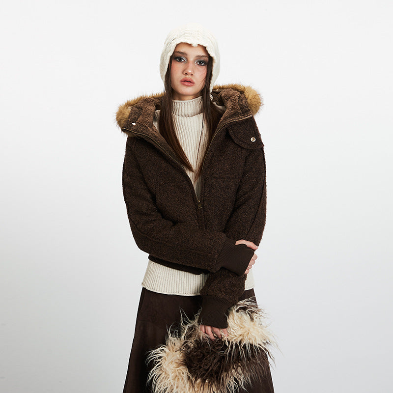 Thickened fur collar jacket | 2 color