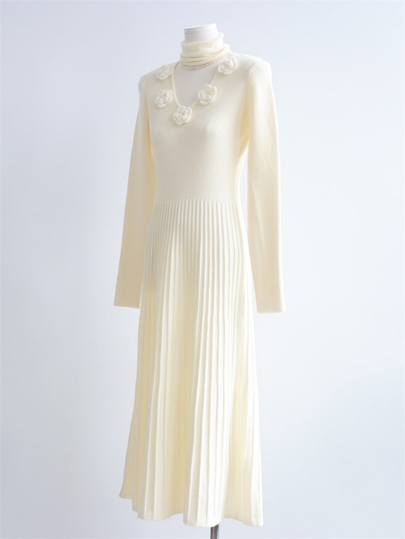 3D Floral Wool-Blend Knit Maxi Dress | 2 Colors