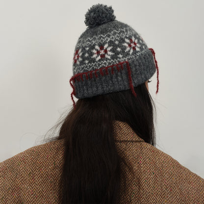 Wool-Blend Nordic Snowflake Knit Beanie