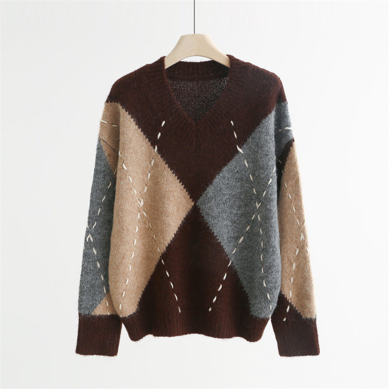 Chunky Argyle Sweater