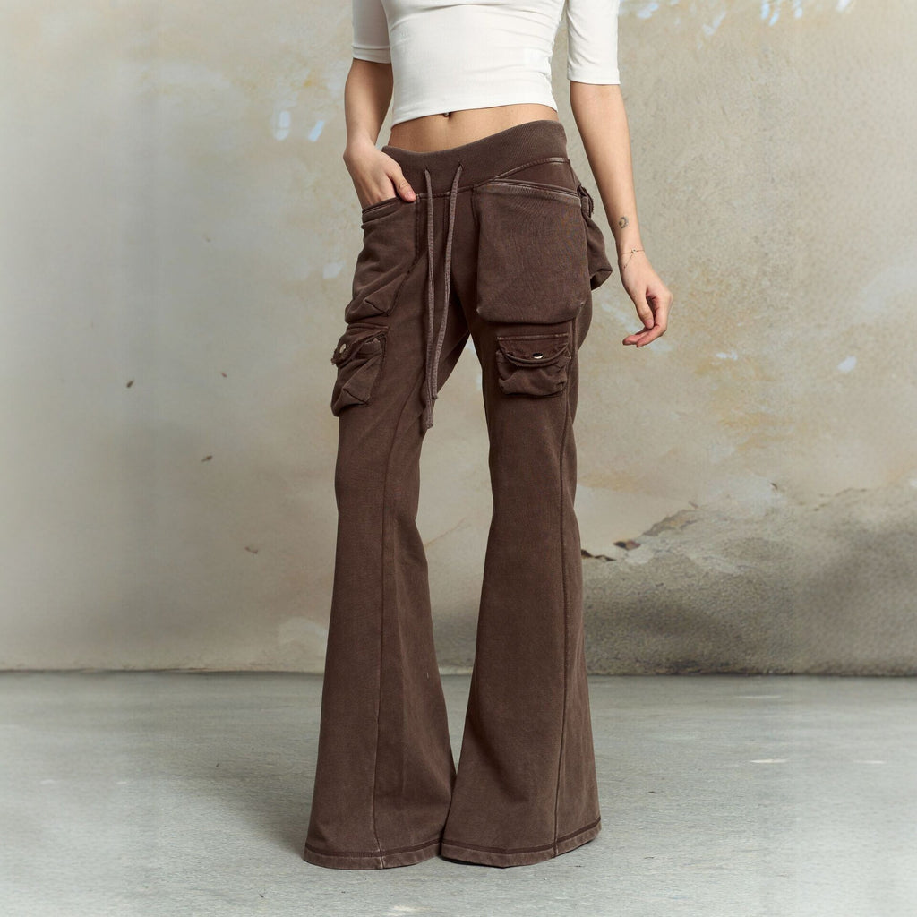 Pokiovo Low Rise Flared Cargo Trousers