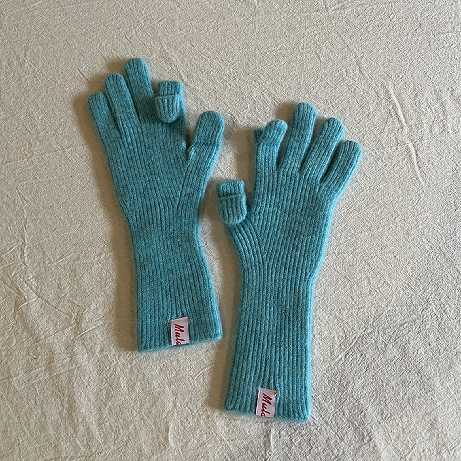 Wool-Blend Flip-Finger Knit Gloves