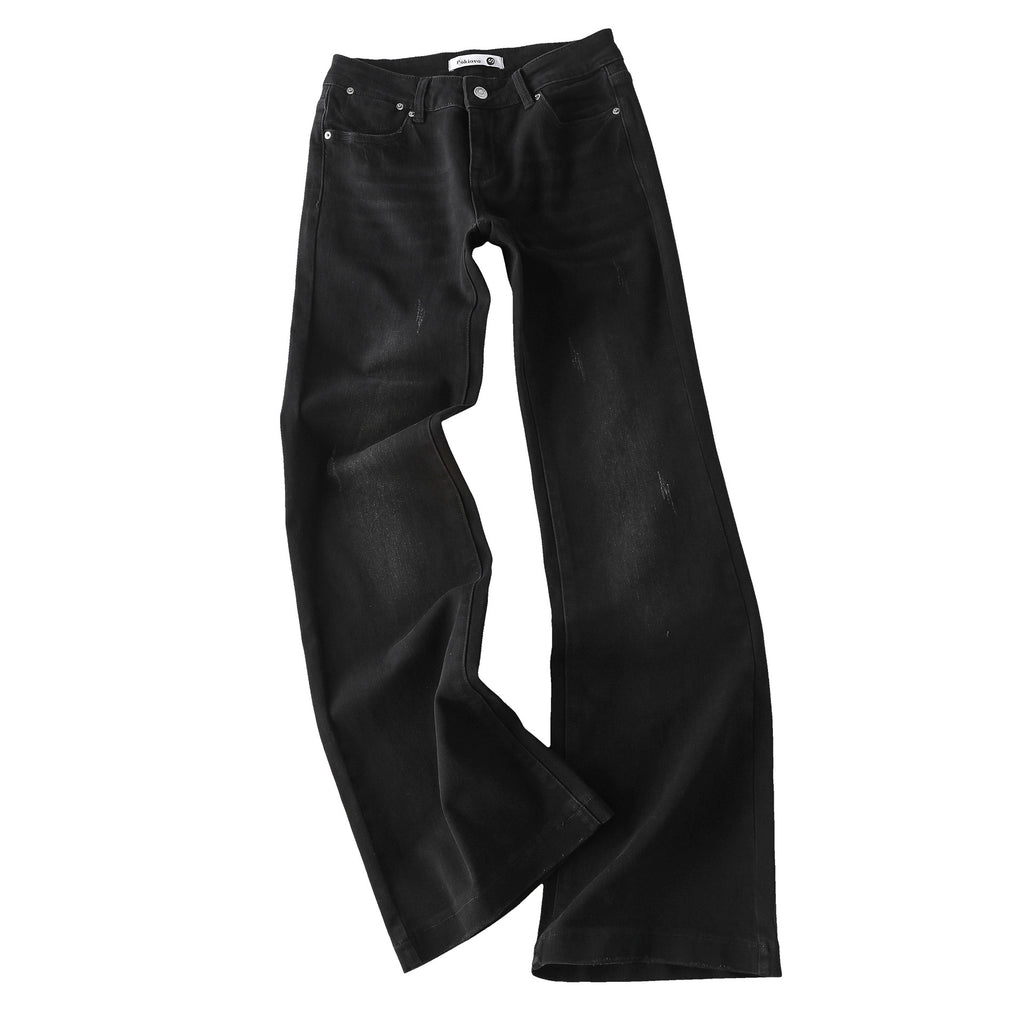 Pokiovo Vintage Wash Low Rise Flared Jeans