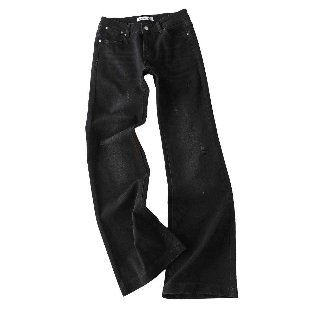 Pokiovo Vintage Wash Low Rise Flared Jeans