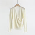 Wrap-Front Wool Blend V-Neck Sweater