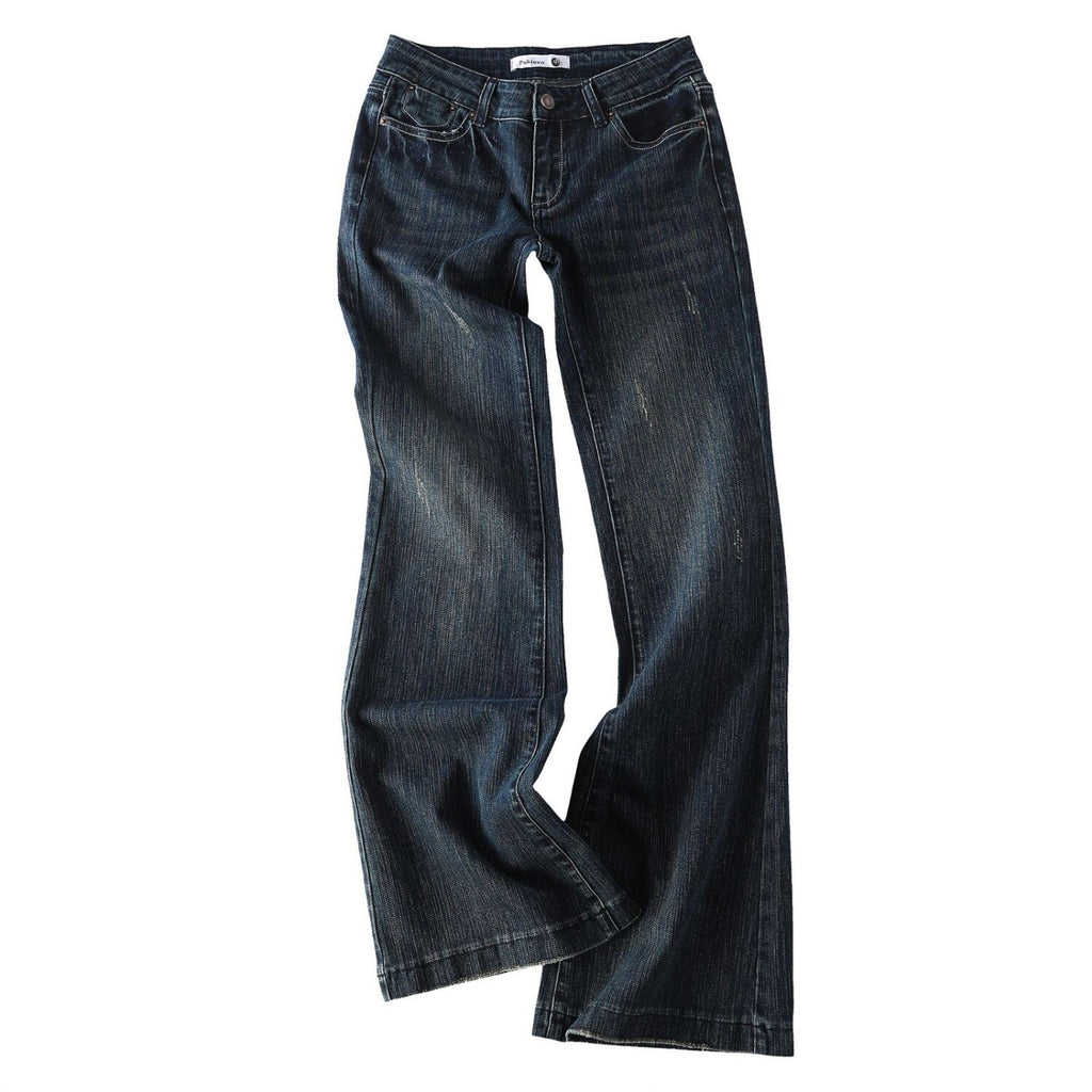 Pokiovo Vintage Wash Low Rise Flared Jeans