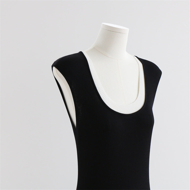 Slim Fit High-Waist U-Neck Dress