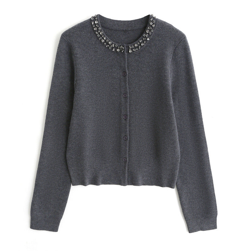 Embellished Wool Blend Cardigan