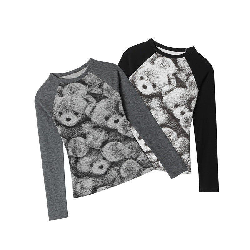 Bear prints slim T-shirt | 2 color