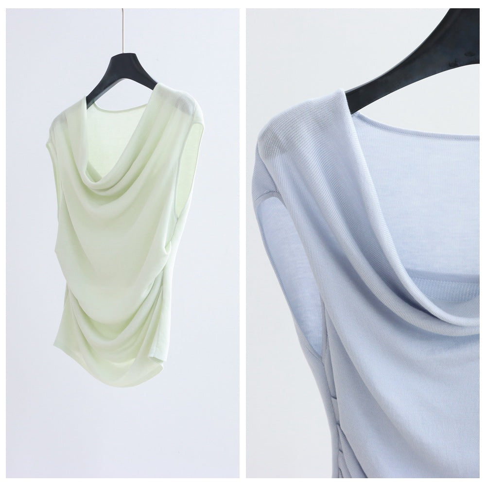 Draped Cowl Neck Lyocell Knit Tank | 5 Colors