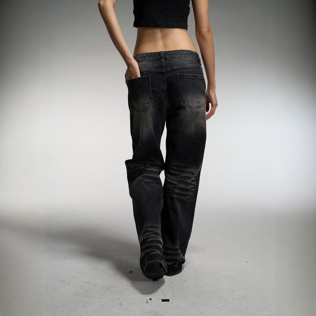 Pokiovo Whisker Wash Straight Leg Jeans