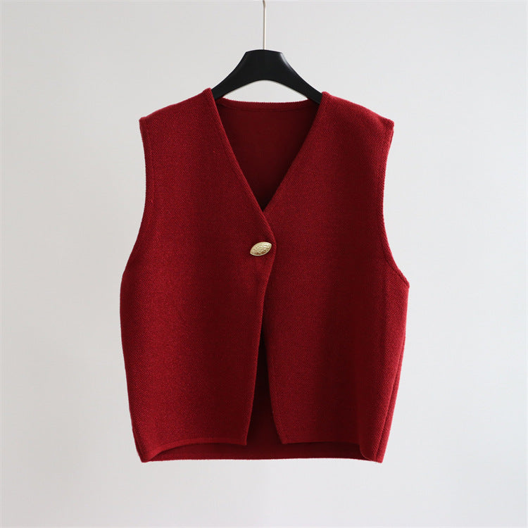 Single Gold-Button Wool-Blend Vest | 3 Colors