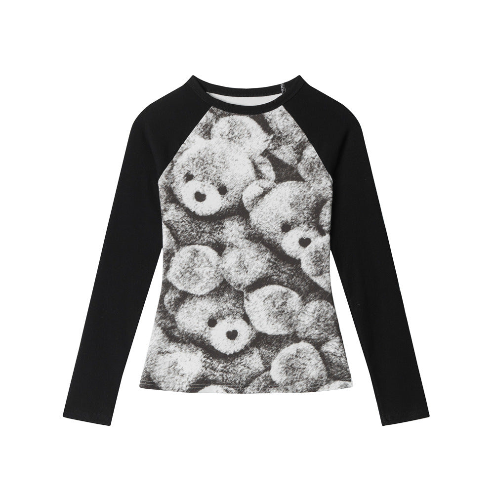 Bear prints slim T-shirt | 2 color