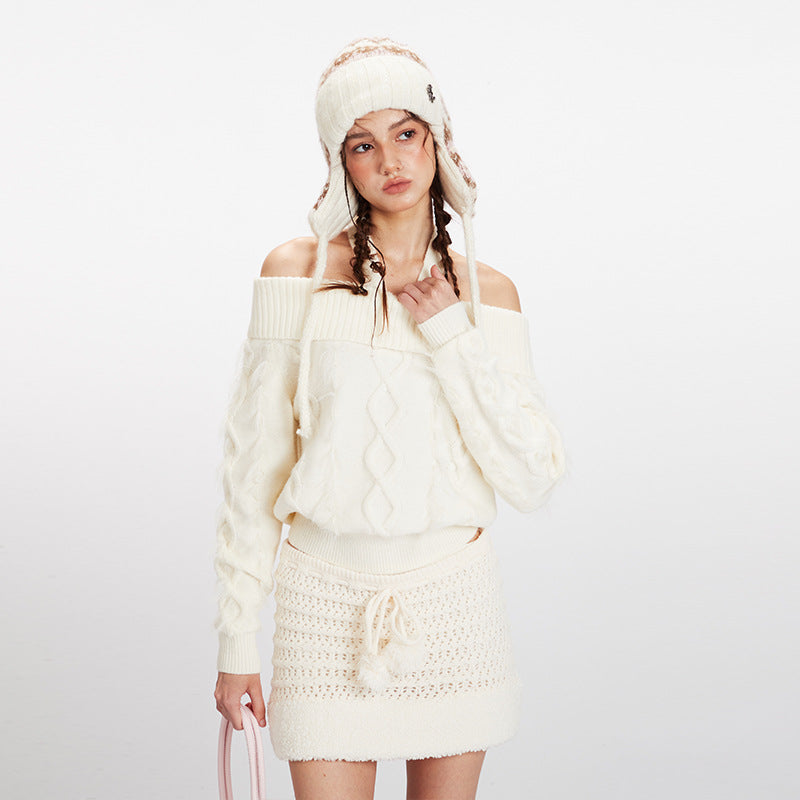 Off-shoulder sweater | 2 color