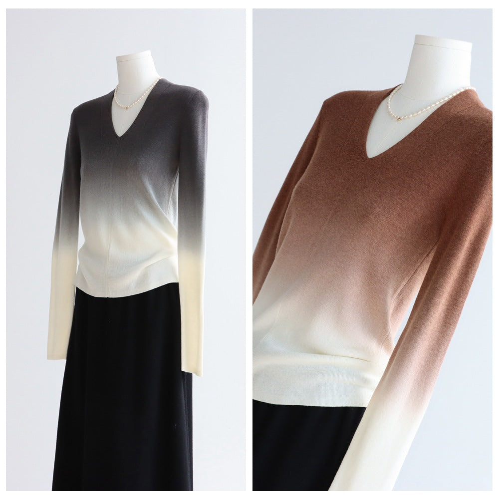 Gradient Wool-Blend V-Neck Sweater | 6 Colors