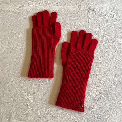 Detachable Wool-Blend Knit Gloves