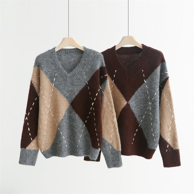 Chunky Argyle Sweater