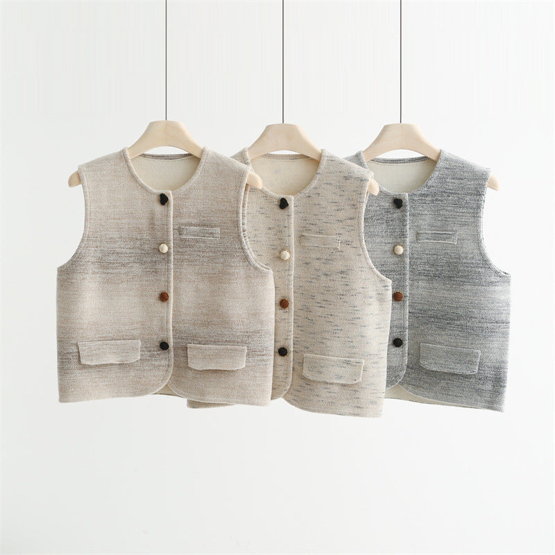 Tweed Textured Buttoned Vest