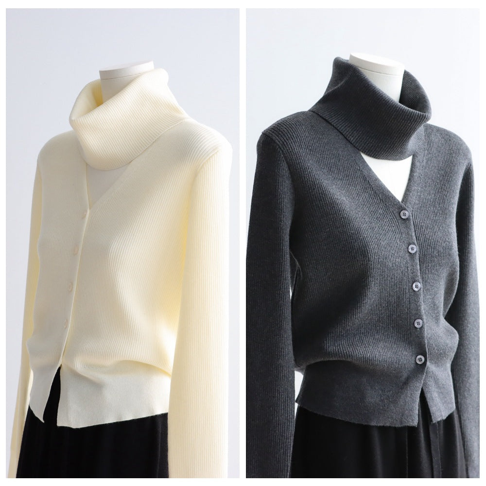 Detachable Collar Wool-Blend Cardigan | 5 Colors