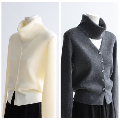 Detachable Collar Wool-Blend Cardigan | 5 Colors