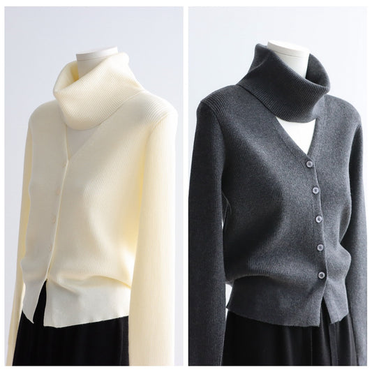 Detachable Collar Wool-Blend Cardigan | 5 Colors