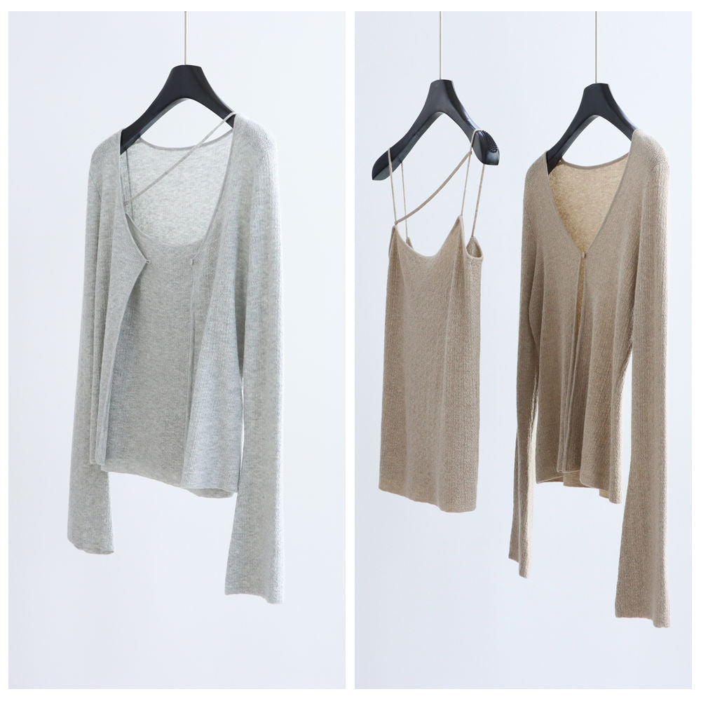 Wool Blend Knit Cardigan & Cami Set | 8 Colors