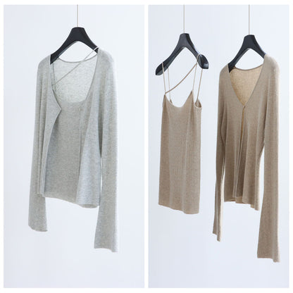 Wool Blend Knit Cardigan & Cami Set | 8 Colors