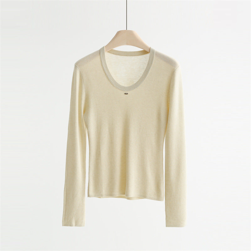 Classic U-Neck Wool Blend Sweater