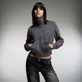 Pokiovo Studded Stand Collar Cropped Jacket