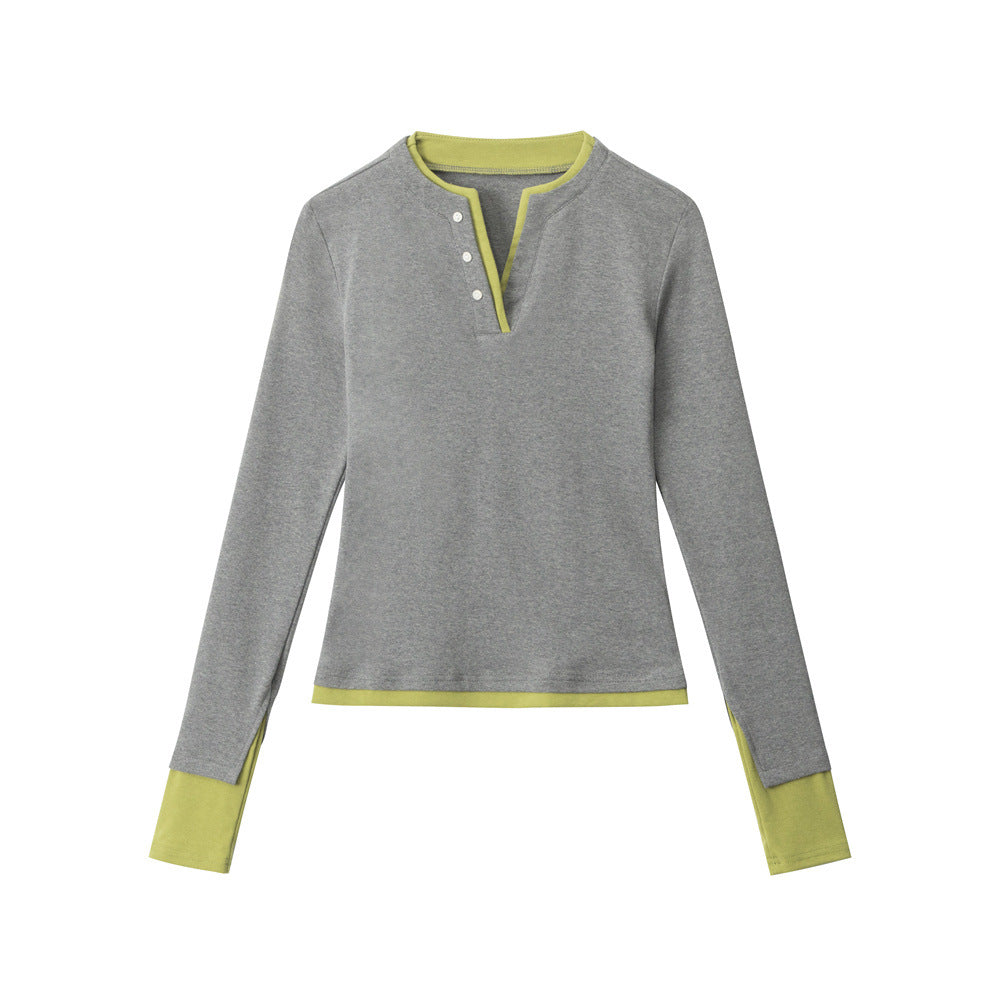 Fake-two slim T-shirt | 2 color