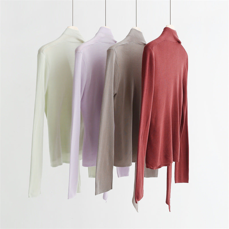Lyocell & Mulberry Silk V-Neck Knit Top | 6 colors