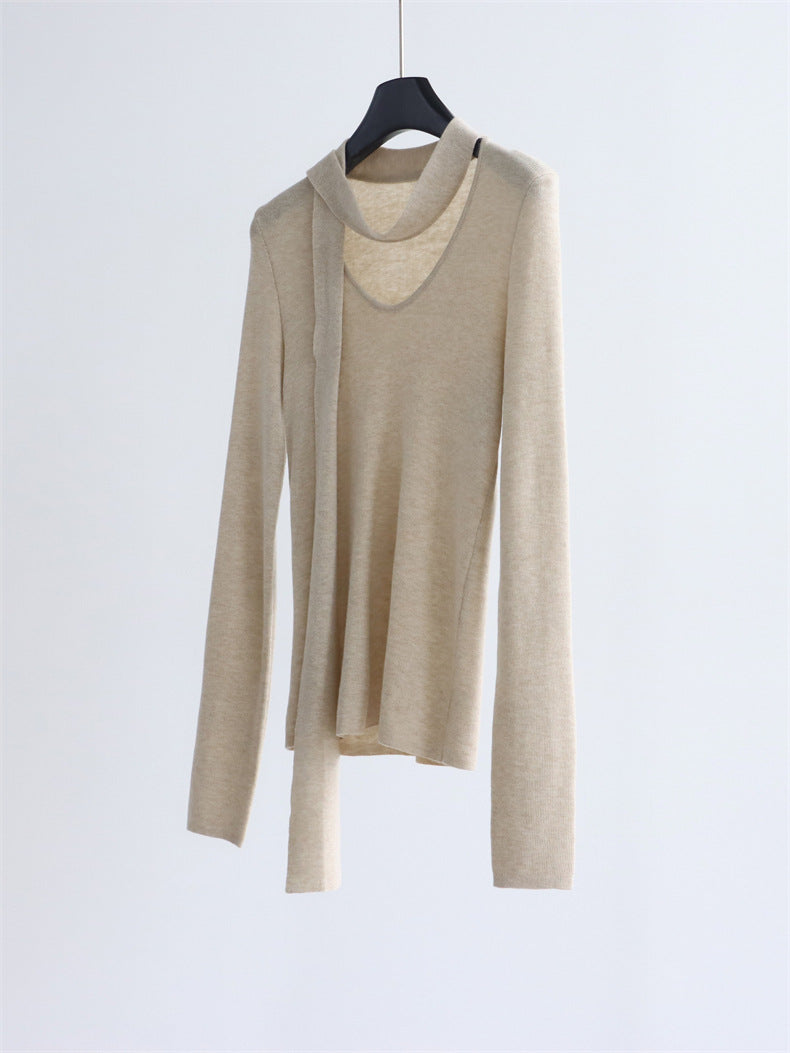 Base knitwear top with a tie | 6 color