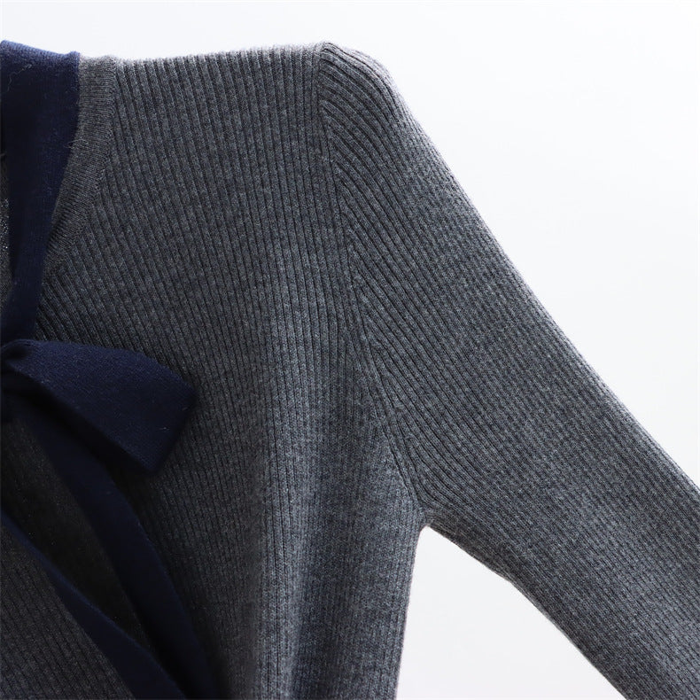 Contrast Bow Wool Knit Top | 2 Colors