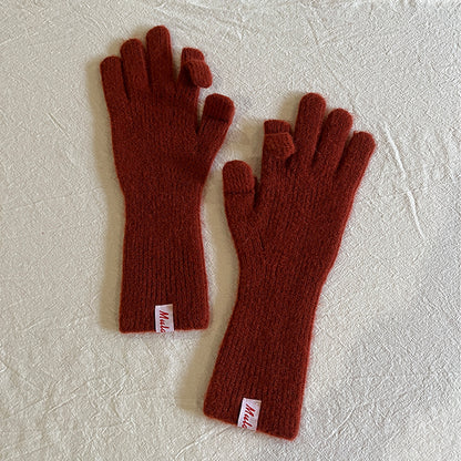 Wool-Blend Flip-Finger Knit Gloves