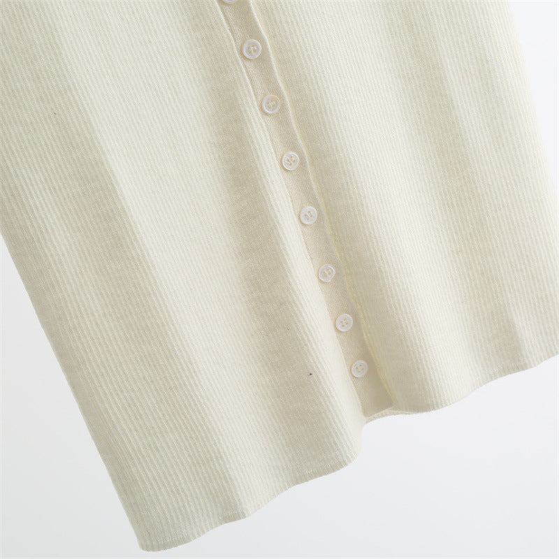 Wool-Blend Ribbed Buttoned Vest