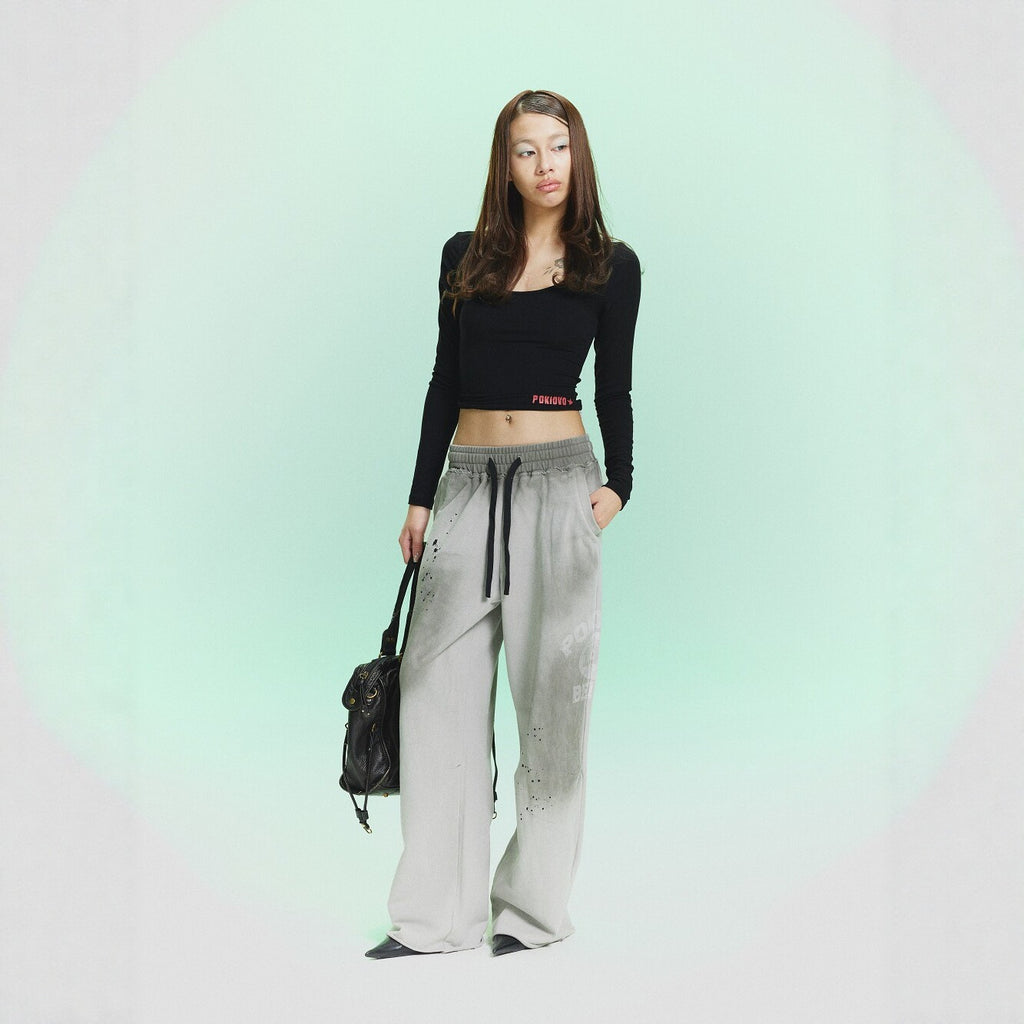 Pokiovo Tie Dye Wide Leg Sweatpants | Grey