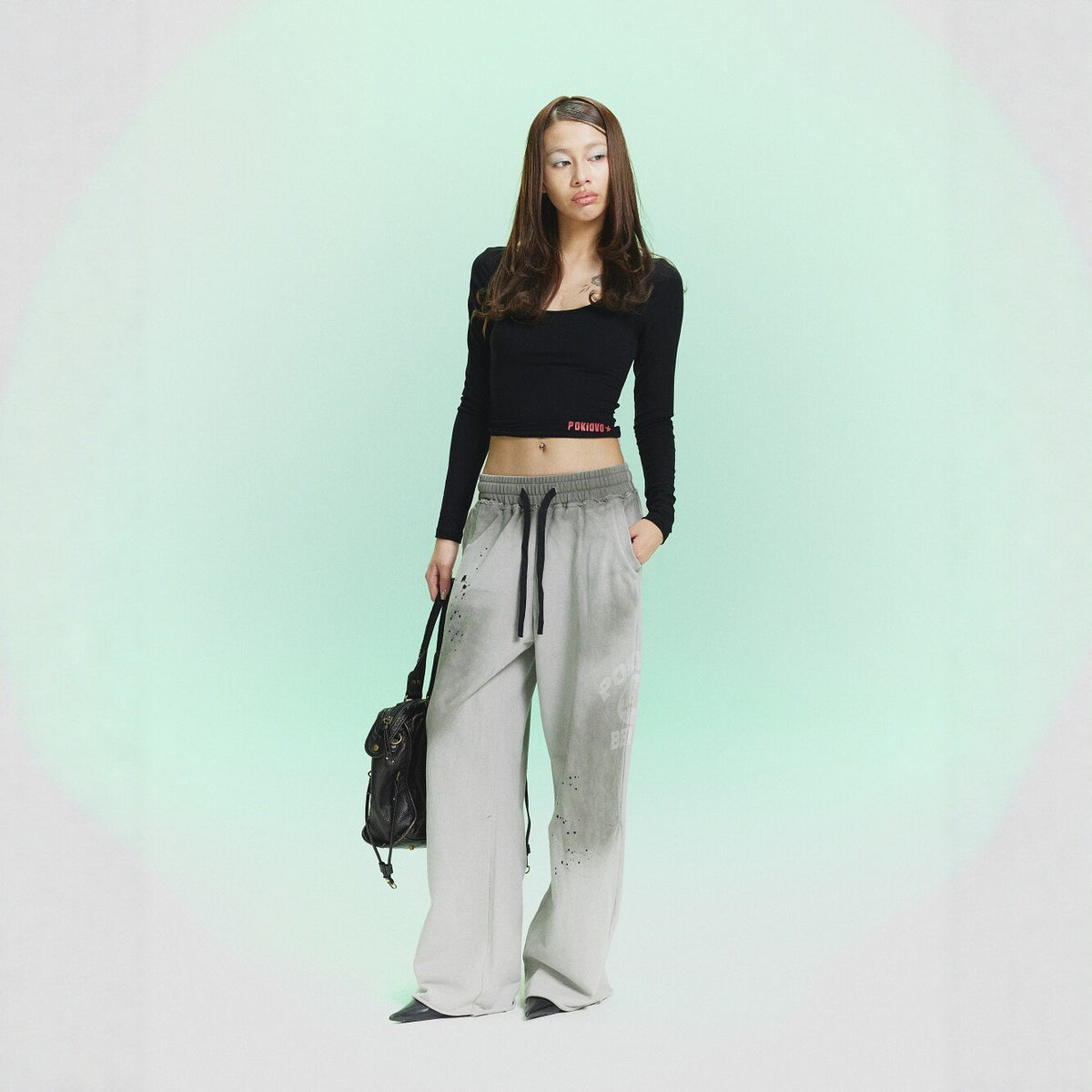 Pokiovo Tie Dye Wide Leg Sweatpants | Grey