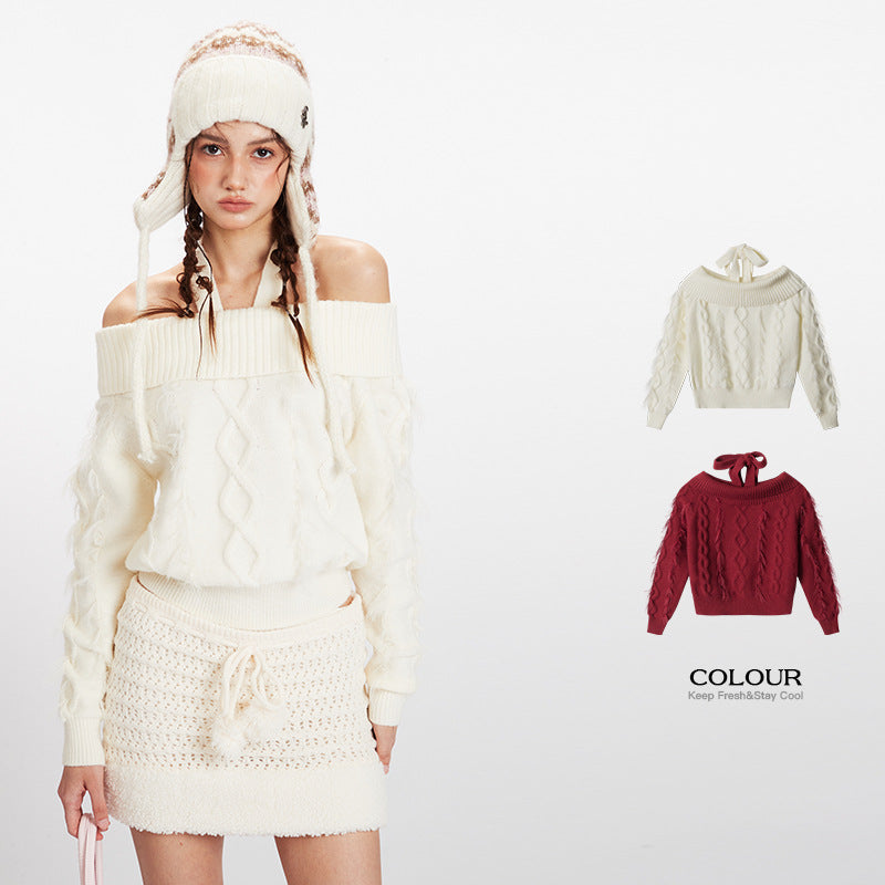 Off-shoulder sweater | 2 color