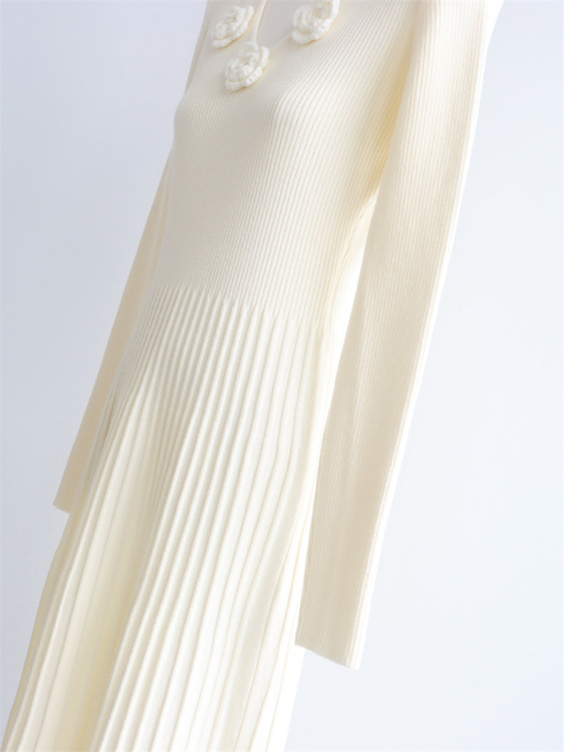 3D Floral Wool-Blend Knit Maxi Dress | 2 Colors