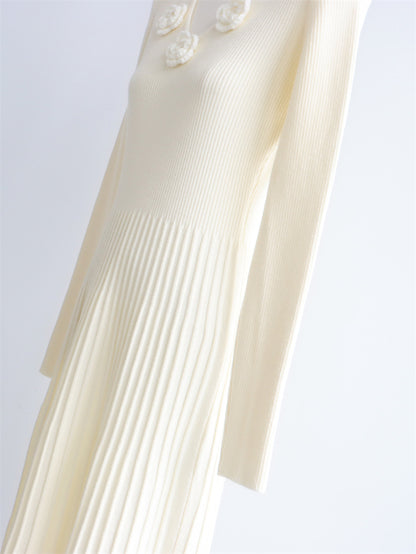 3D Floral Wool-Blend Knit Maxi Dress | 2 Colors