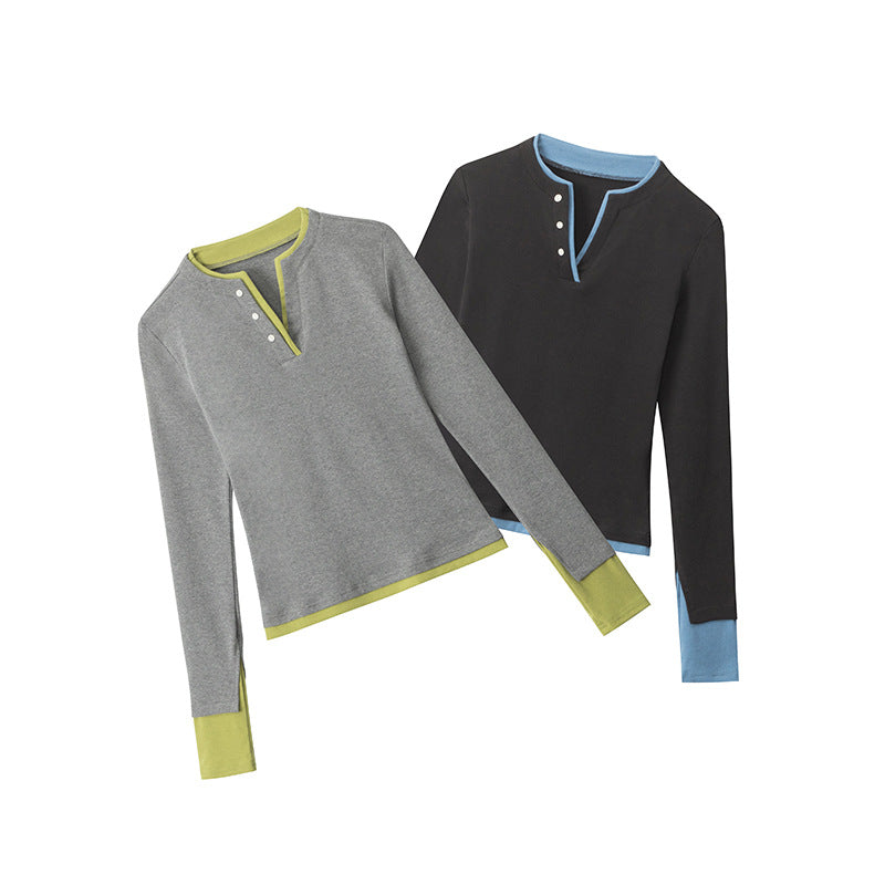 Fake-two slim T-shirt | 2 color