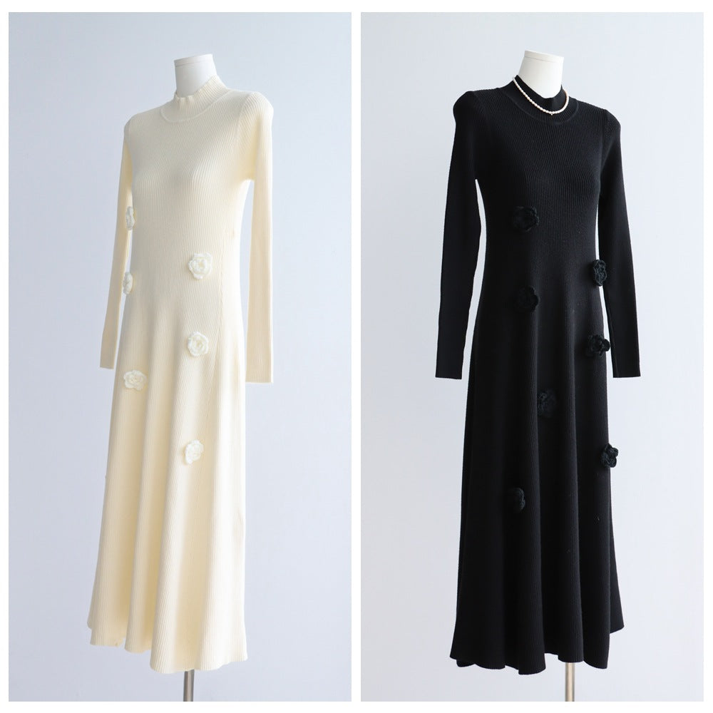 Floral Appliqué Ribbed Knit Maxi Dress | 2 Colors