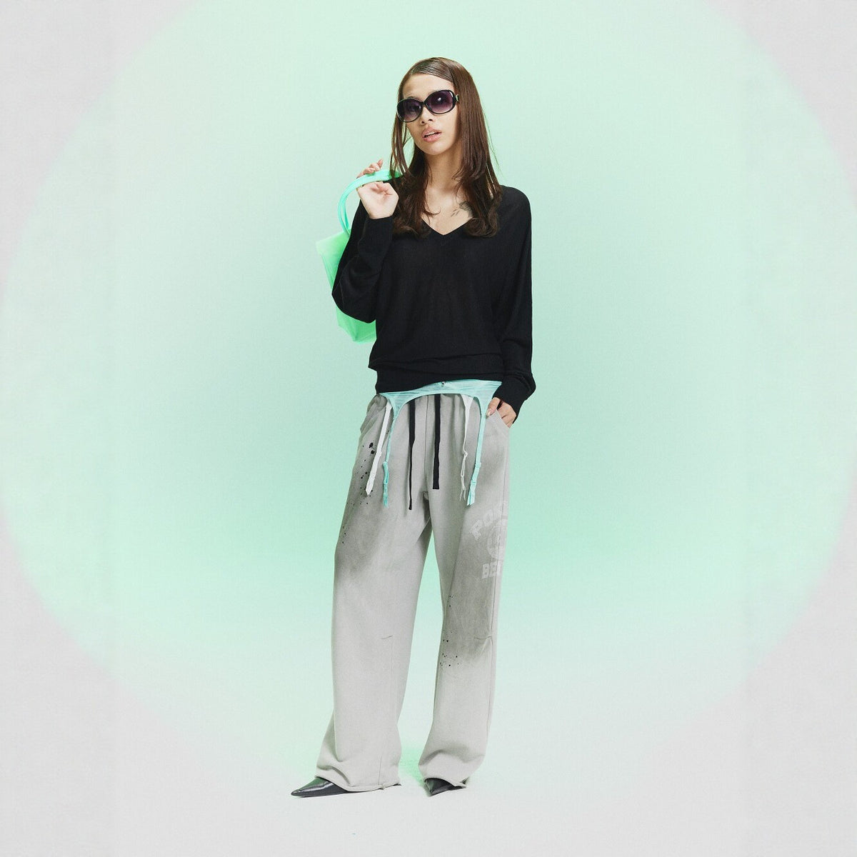 Pokiovo Tie Dye Wide Leg Sweatpants | Grey