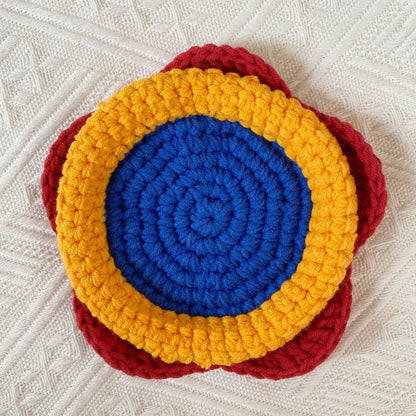Hand-knitted Bell orchid coaster