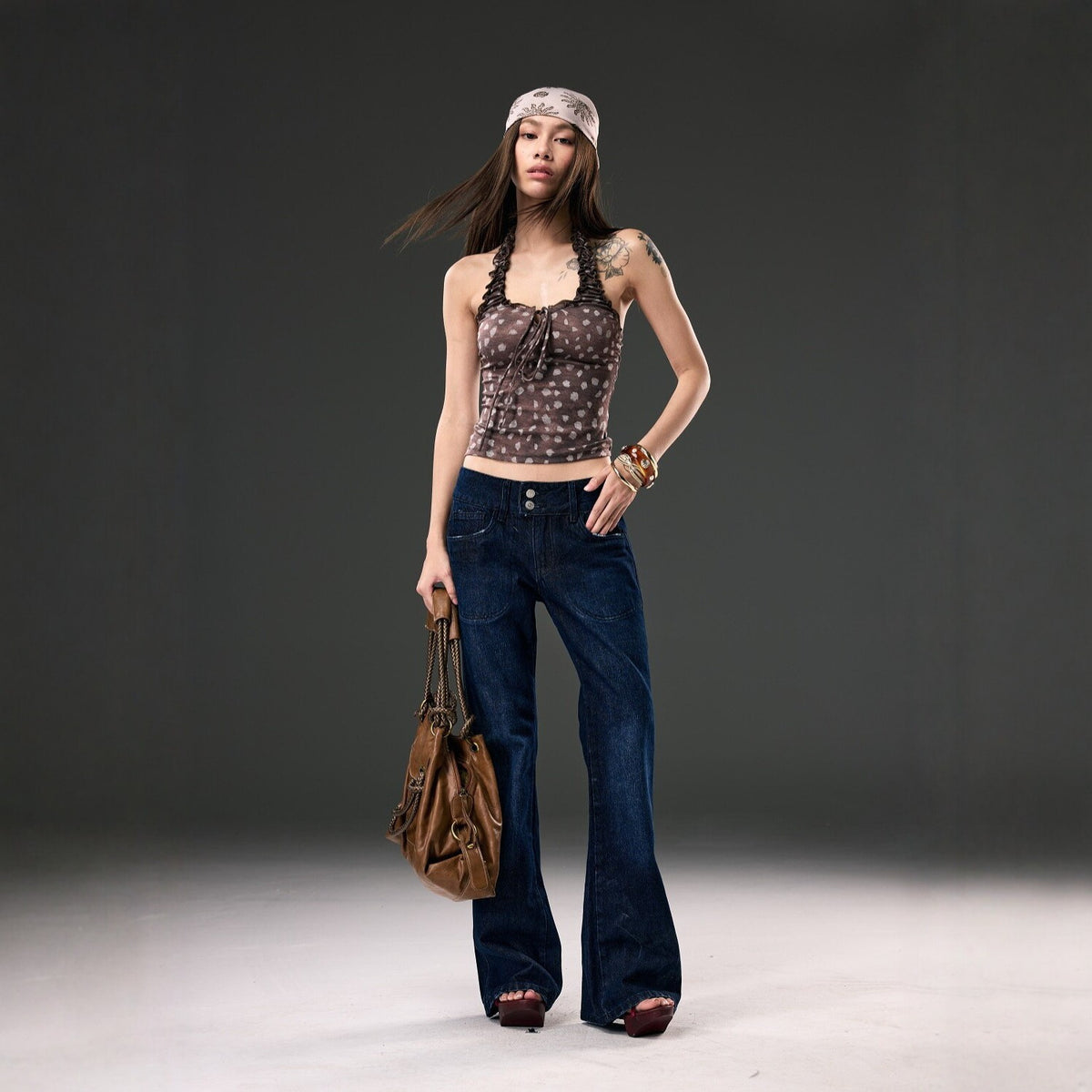 Pokiovo Polka Dot Halter Top | Coffee